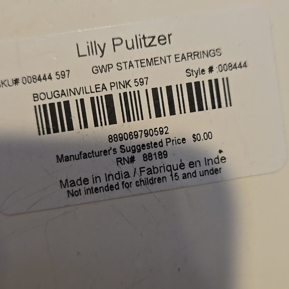 New Lilly Pulitzer Bougainvillea Pink Statement Hoop Crochet Beaded Earrings - Picture 6 of 10